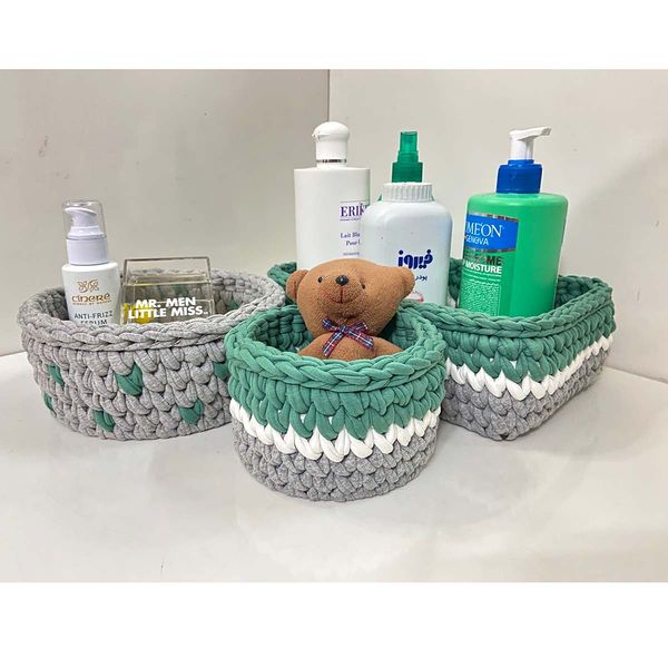 ست سبد وسایل کودک مدل سیسمونی کد Kids Storage Basket-01 مجموعه 3 عددی