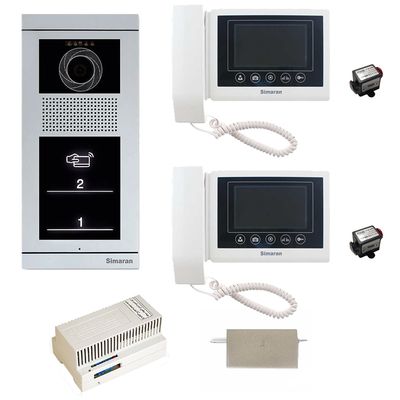 مجموعه دربازکن تصویری سیماران مدل 43TKM-VFBT2 دو طبقه به همراه محافظ ولتاژ مانیتور