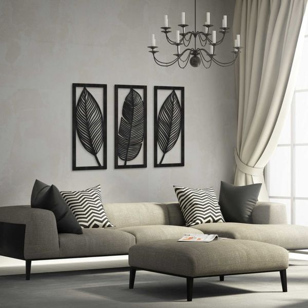 دیوارکوب پدیده پلاس طرح برگ مجموعه 3 عددی