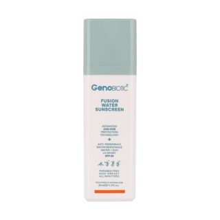 کرم ضدآفتاب بیرنگ ژنوبایوتیک، مدل Fusion water، حاوی محافظ UVA ،UVB، ضدآب، فاقد چربی، بدون پارابن، حاوی ویتامین E و هیالورونیک