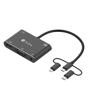 مبدل microUSB/ لایتنینگ/ USB-C به HDMI/VGA/AV پرووان مدل PHU560