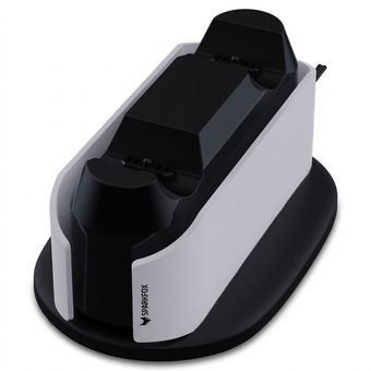 پایه شارژر دسته بازی اسپارک فاکس مدل W20P504-01 مناسب PS5 با جایگاه دو دسته و طراحی مرتب‌کننده فضای کنسول