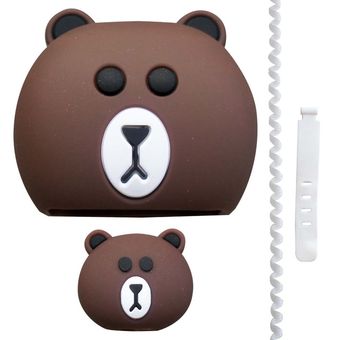 محافظ کابل طرح فانتزی خرس مدل Teddy-Cover به همراه محافظ شارژر دیواری مجموعه 4 عددی