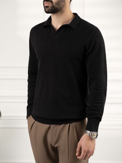 بافت یقه شکاری مشکی کدsh280