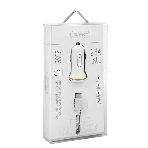 شارژر فندکی ترانیو مدل C11 به همراه کابل تبدیل USB به لایتنینگ