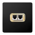 پریز تلفن دو قلو صنایع آسیا الکتریک مدل کریستال BLK-GLD