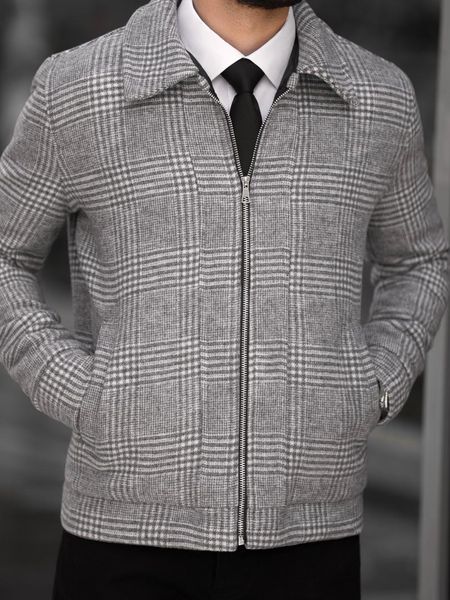 کاپشن چهارخونه طوسـی کد j154