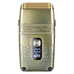ماشین اصلاح موی صورت وی جی ار مدل V-335 با موتور 4500 دور در دقیقه، 3 تیغه فویلی، باتری 700 میلی‌آمپر ساعت، نمایشگر شارژ، طراحی 