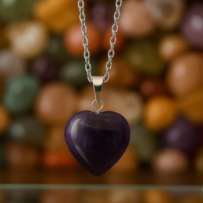 سنگ آویز قلبی آمیتیست