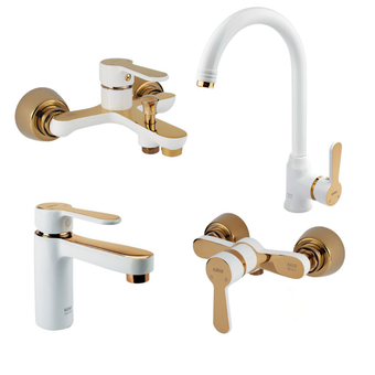 ست شیرآلات کسری مدل ادموند مجموعه 4  عددی سفید طلایی