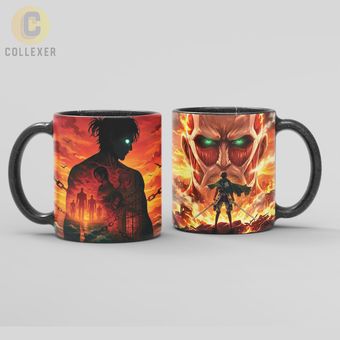ماگ انیمه اتک آن تایتان طرح ارن یگر (Eren Yeager) Attack On Titan کد 06 (معمولی ، مشکی ، حرارتی)