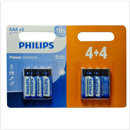 باطری آلکالاین نیم قلمی کارتی Philips power