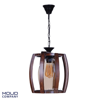 لوستر چوبی تک شعله مدل بشکه ای (موعود)