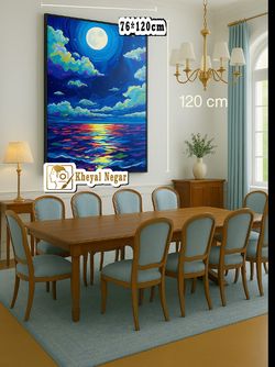 تابلوی کلاسیک / نور ماه در جادوی اقیانوس 🌕🌊 _کد B12