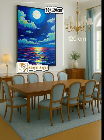 تابلوی کلاسیک / نور ماه در جادوی اقیانوس 🌕🌊 _کد B12