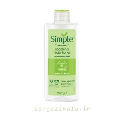تونر پاک کننده صورت سیمپل مدل Soothing حجم 200 میلی لیتر