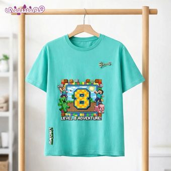 تیشرت عدد 8 ماینکرافت رنگ سبزآبی