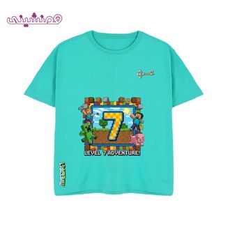 تیشرت عدد 7 ماینکرافت رنگ سبزآبی