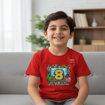 تیشرت عدد 8 ماینکرافت رنگ قرمز