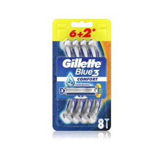 تیغ اصلاح چند بارمصرف ژیلت مدل بلو تری Gillette Blue 3 سری کامفورت 8 عددی