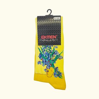 جوراب مردانه ساق دار اکمن گلدان زرد