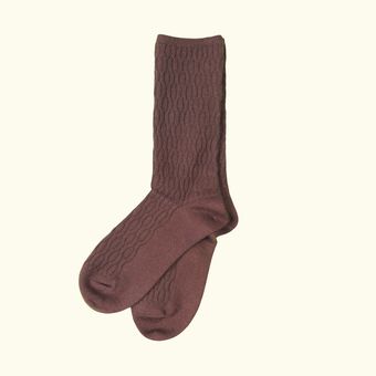 جوراب زنانه ساق دار پشمی زنجیری قهوه ای