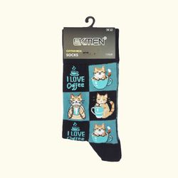 جوراب زنانه ساق دار اکمن گربه و قهوه