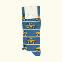 جوراب مردانه ساق دار راه راه جیپ های زرد چتیک