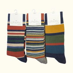 جوراب مردانه ساق دار چتیک راه راه رنگهای گرم