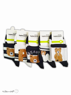 جوراب نیم‌ساق زنانه فانتزی با طرح خرس تدی از جنس نخ بوکله