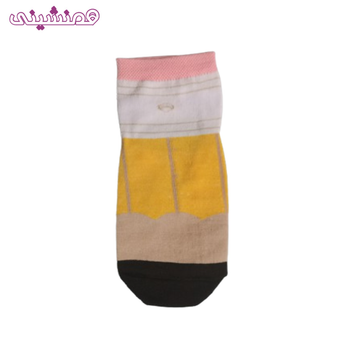 جوراب طرح مداد رنگ کش صورتی