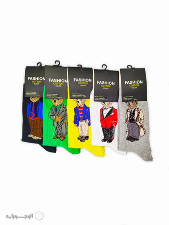 جوراب طرح تدی کش انگلیسی فانتزی - کالکشن ده جفتی در پنج طرح