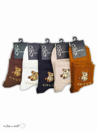 جوراب نیم‌ساق فانتزی با طرح تدی گوچی کالکشن 5 رنگ