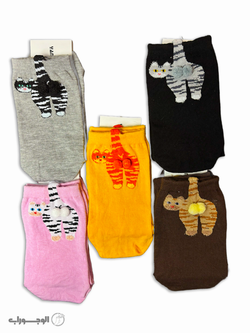 جوراب فانتزی طرح گربه با توپک پفکی | نرم و راحت در 5 رنگ