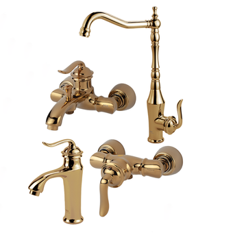 ست شیرآلات کسری مدل دانوب مجموعه 4  عددی طلایی