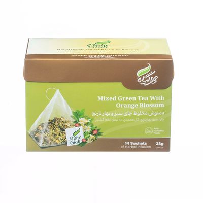 دمنوش گیاهی چای سبز و بهارنارنج مهرگیاه 14 عددی