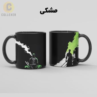 ماگ انیمه وان پیس طرح رورونوا زورو (Roronoa Zoro) One Piece کد 04 (سفید ، مشکی ، حرارتی)