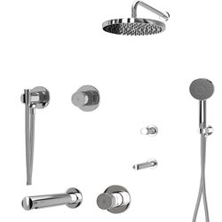ست شیرآلات کسری مدل زنو توکار کروم مجموعه 6 عددی(دوش بازویی دیواری+شیر روشویی+شیر توالت)