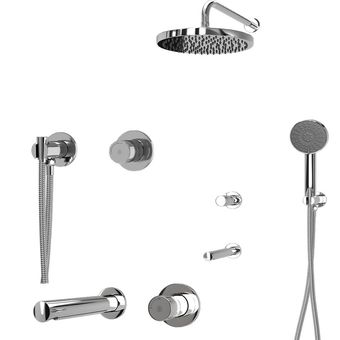 ست شیرآلات کسری مدل زنو توکار کروم مجموعه 6 عددی(دوش بازویی دیواری+شیر روشویی+شیر توالت)