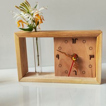 ساعت رومیزی چوبی طرح ارکیده ( کد566)