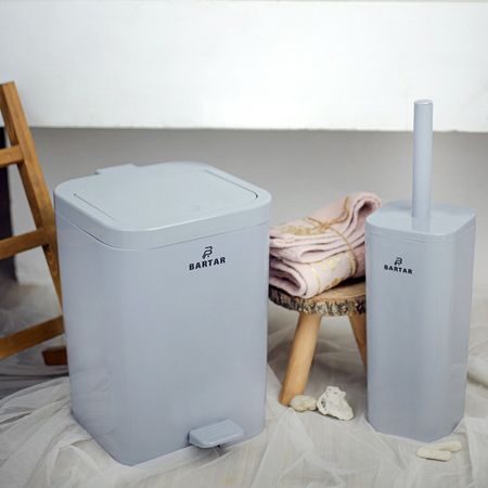 سطل پدالی دو جداره به همراه توالتشوی زبر - باکیفیت