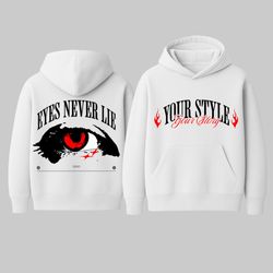 هودی سفید EYES NEVER LIFE