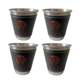 شات قهوه استیل با روکش چرم مصنوعی ۴ عددی (کد۸۱۵)