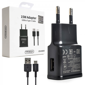 شارژر دیواری 15 وات + کابل تایپ سی (USB-A To Type-C) ترکا (TREQA) مدل CH-9034