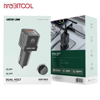 شارژر فندکی دو پورت گرین لاین Green Lion Dual Volt Car Charger 60W 943048