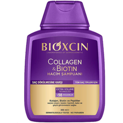 شامپو ضد ریزش بیوکسین BIOXCIN بنفش حاوی کلاژن و بیوتین حجم دهنده مو 300 میل