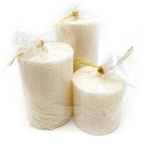 شمع استوانه ای سفید بسته 3 عددی مدل shining sel