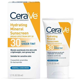 ضد آفتاب مینرال رنگی سراوی CeraVe مدل Hydrating حجم 50 میل