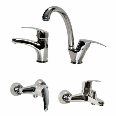 ست شیرآلات 4 تکه مدل اسپانیا کروم (سنگین) (5 سال گارانتی + ارسال رایگان)