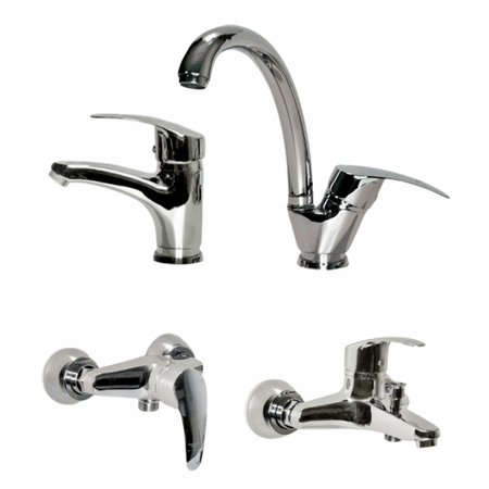 ست شیرآلات 4 تکه مدل اسپانیا کروم (سنگین) (5 سال گارانتی + ارسال رایگان)